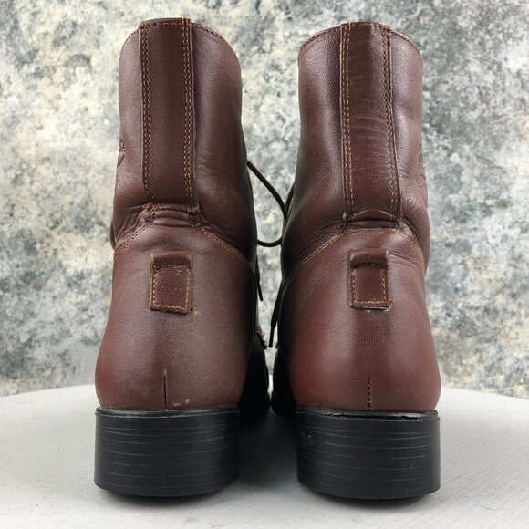 On Course Womens Size 6.5** Brown Leather Equestrian Lace-Up Paddock Ankle Boots - Picture 9 of 16